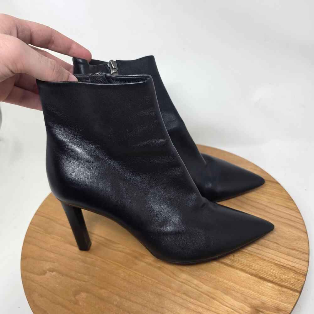 Saint Laurent Boots Womens 9 Grace Leather Ankle Black Bootie Pointed Toe Italy